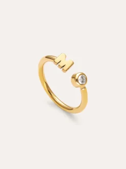 Anillo Personalizado Letter Spark Acero Baño Oro