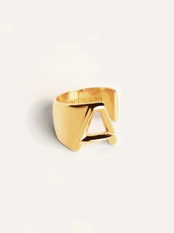 Anillo Personalizado Letter Signet Baño Oro