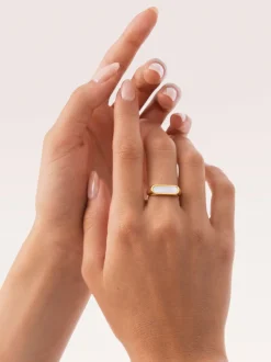 Anillo Proa Nácar Acero Baño Oro