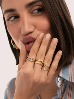 Anillo Rainbow Bubbles Baño Oro