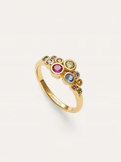 Anillo Rainbow Bubbles Baño Oro