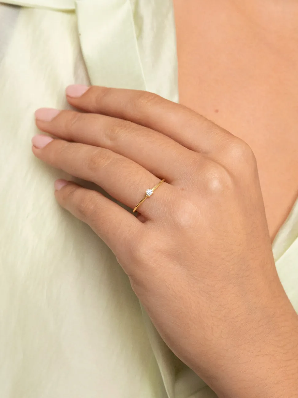 Anillo Single Spark Plata Baño Oro