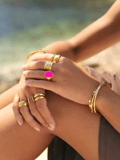Anillo Sticks Plata Baño Oro