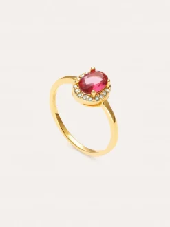 Anillo Strawberry Colors Baño Oro