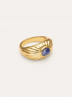 Anillo Sunbeam Azul Baño Oro