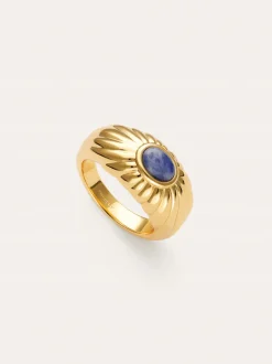 Anillo Sunbeam Azul Baño Oro