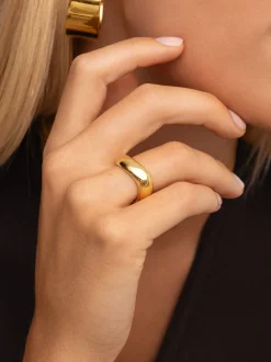 Anillo Tina Acero Baño Oro