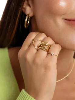 Anillo Trébol Baño Oro