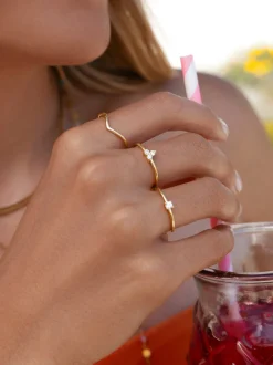 Anillo Trébol Baño Oro