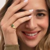 Anillo Trébol Ágata Stone Baño Oro