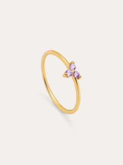 Anillo Trebol Lavande Baño Oro