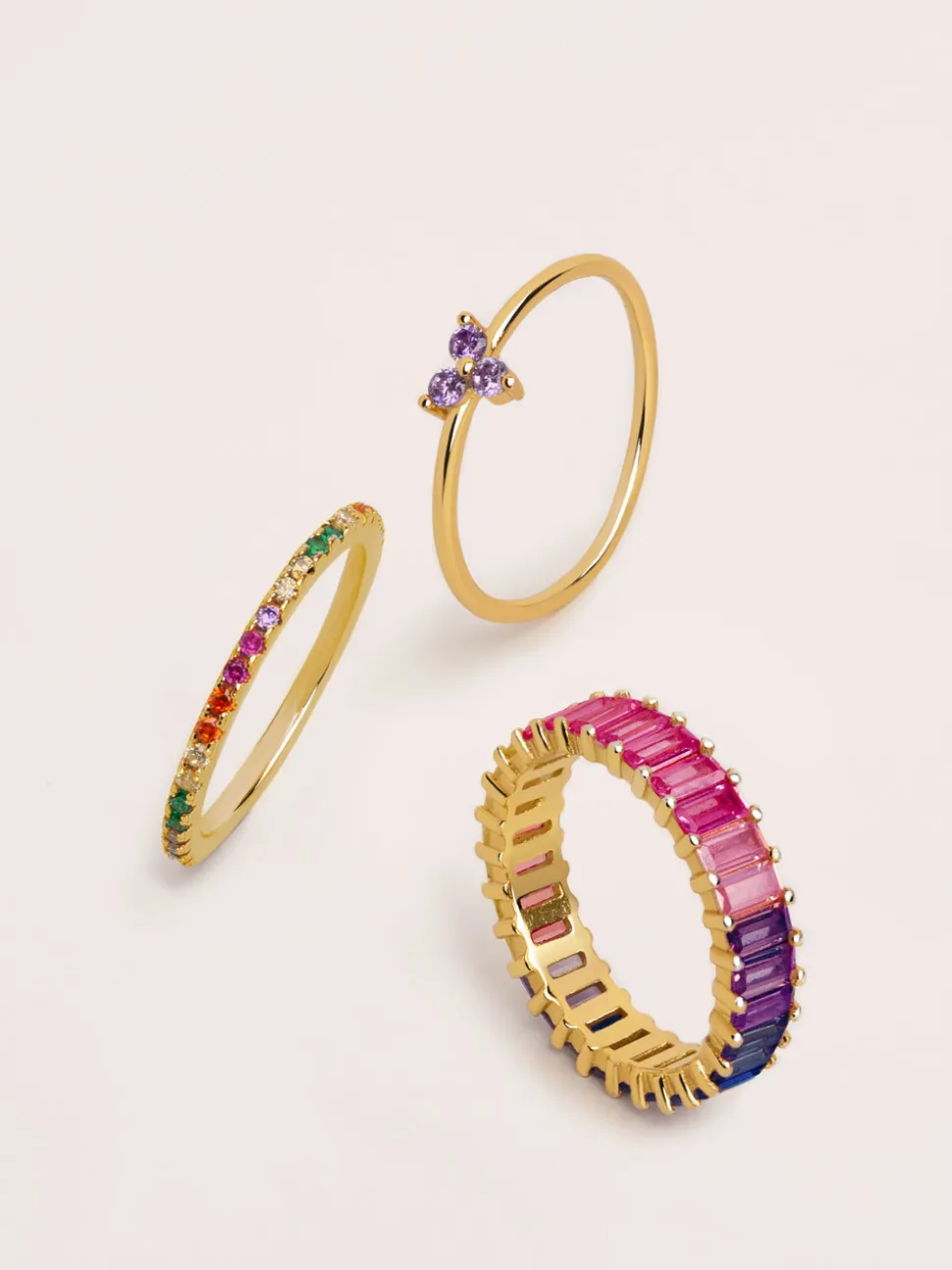 Anillo Trebol Lavande Baño Oro
