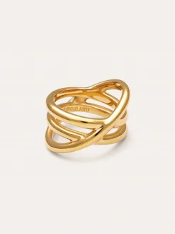 Anillo Trinity Acero Baño Oro