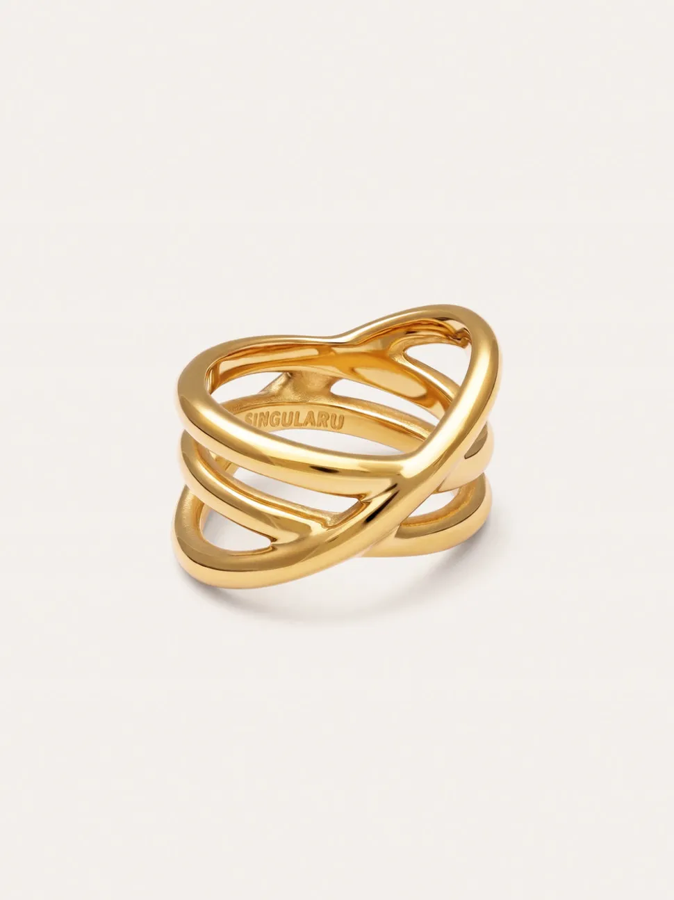 Anillo Trinity Acero Baño Oro
