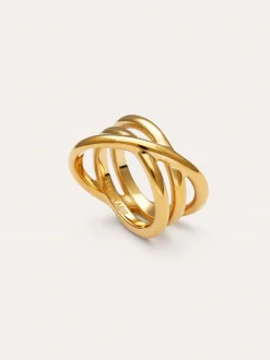 Anillo Trinity Acero Baño Oro