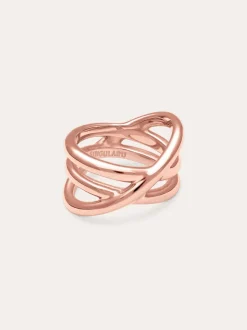 Anillo Trinity Acero Baño Oro Rosa