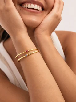 Brazalete Alma Cianita Baño Oro