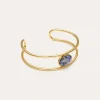 Brazalete Cianita Acero Baño Oro