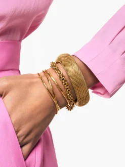 Brazalete Cruzado Acero Baño Oro