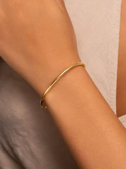Brazalete Line Chain Acero Baño Oro