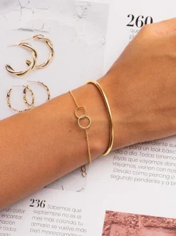 Brazalete Line Chain Acero Baño Oro