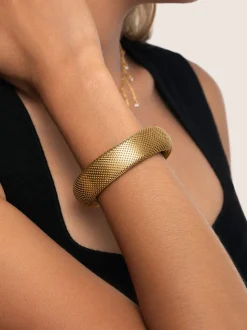 Brazalete Malla Acero Baño Oro