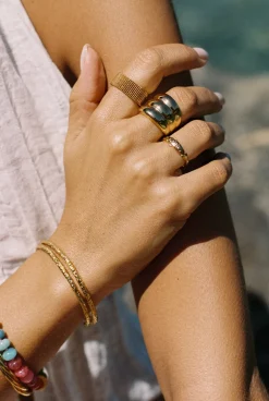 Brazalete Organic River Acero Baño Oro
