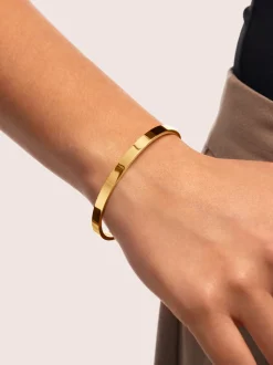 Brazalete Plate Acero Baño Oro