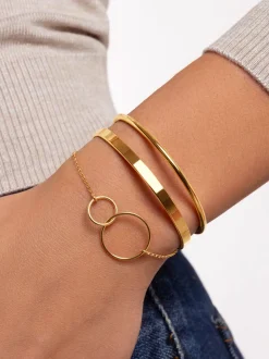 Brazalete Plate Acero Baño Oro