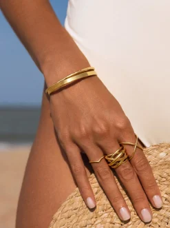 Brazalete Plate Acero Baño Oro