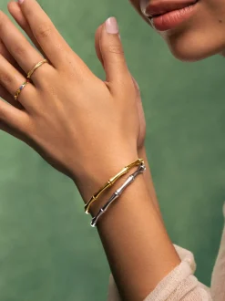 Brazalete Sugarcane Acero Baño Oro