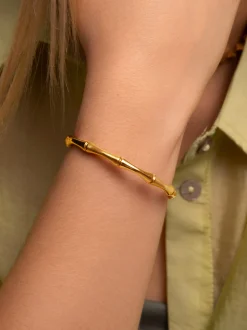 Brazalete Sugarcane Acero Baño Oro