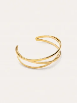Brazalete Triple Diana Acero Baño Oro