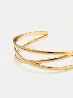Brazalete Triple Diana Acero Baño Oro