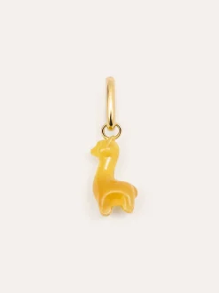 Charm Llama Stone Plata Baño Oro