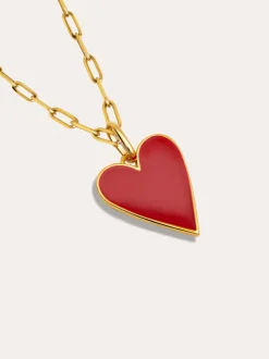 Charm Lovely Heart Red Enamel Baño Oro