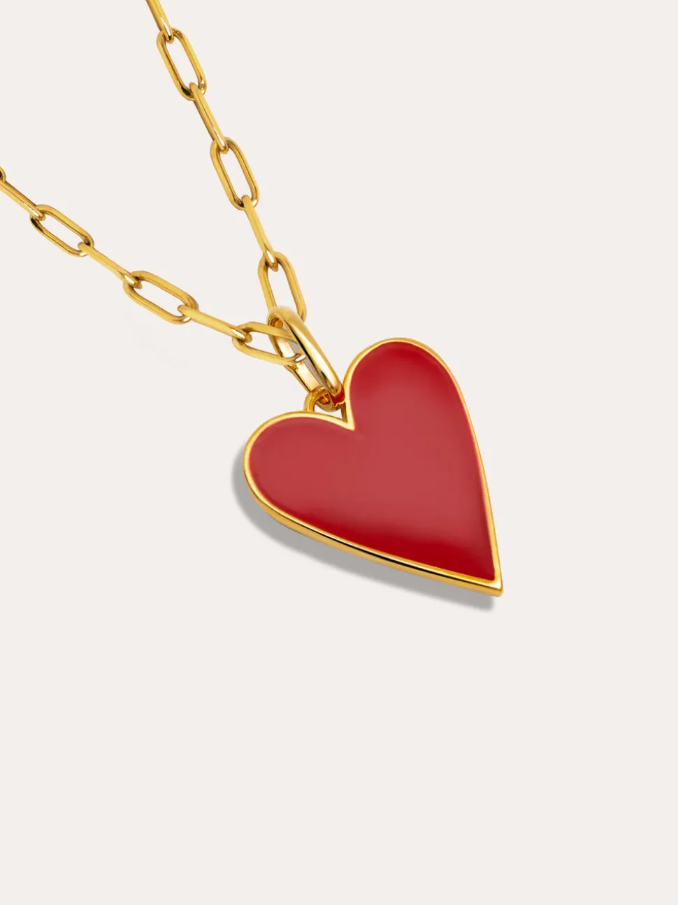 Charm Lovely Heart Red Enamel Baño Oro