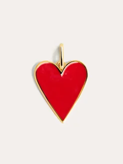 Charm Lovely Heart Red Enamel Baño Oro