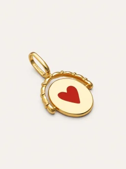 Charm Medallón Doble Mamá Lovely Heart Baño Oro