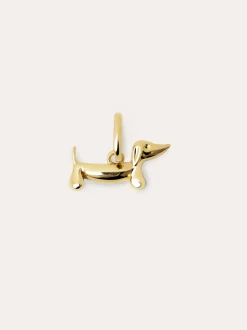 Charm Mini Perro Teckel Enamel Amarillo Baño Oro