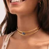 Choker Cianita Acero Baño Oro