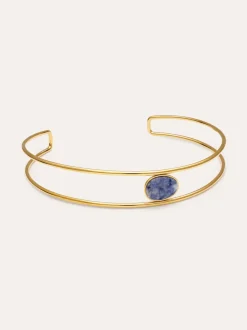 Choker Cianita Acero Baño Oro