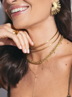 Choker Double Ring Baño Oro