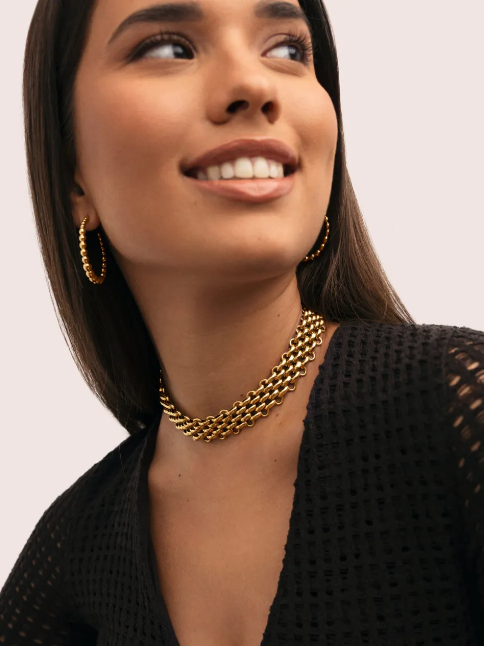 Choker Galea Acero Baño Oro