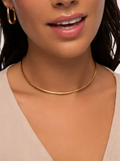 Choker Line Chain Acero Baño Oro