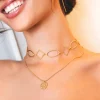Choker Rhomb & Oval Acero Baño Oro
