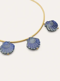 Choker Shelly Blue Acero Baño Oro