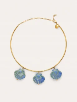 Choker Shelly Blue Acero Baño Oro