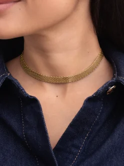Choker Tape Acero Baño Oro