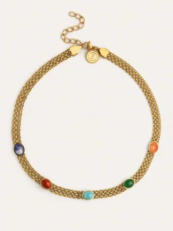 Choker Tape Stones Acero Baño Oro
